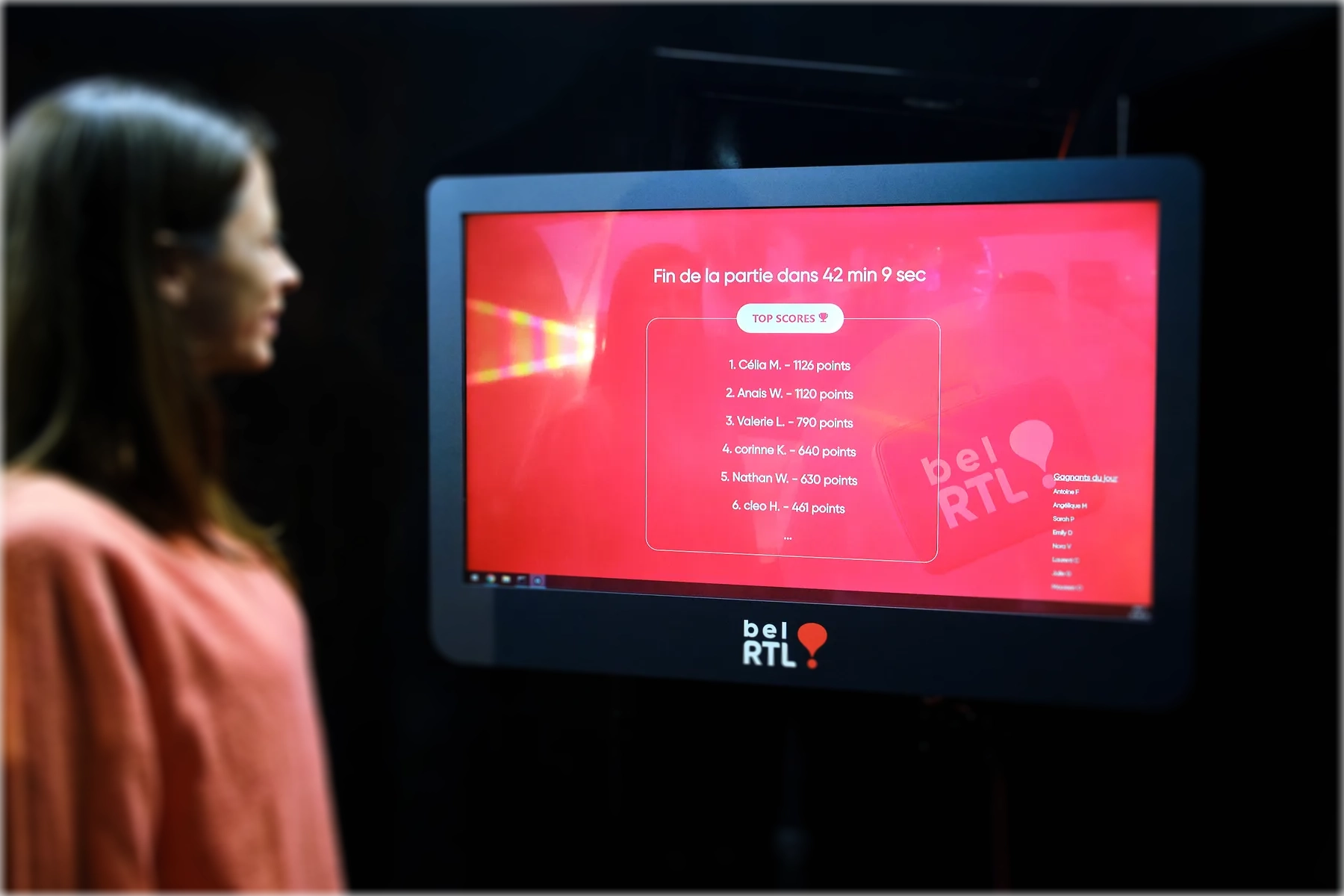 Live leaderboard screen displayed on the bel RTL game stand