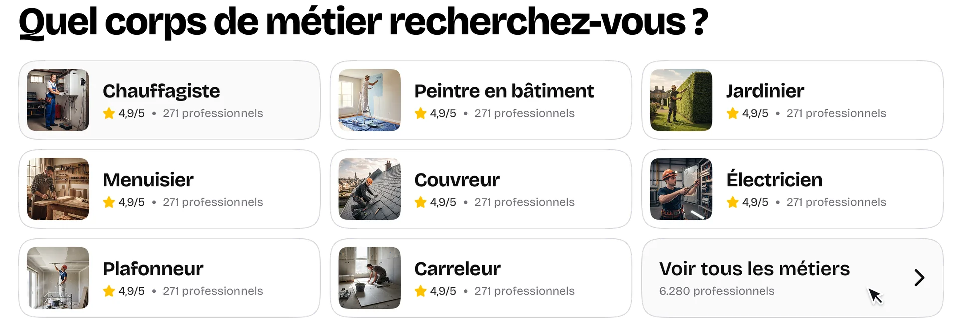 Quel corps de métier recherchez-vous